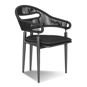 cadeira em aluminio, corda nautica e madeira teca para varanda gourmet